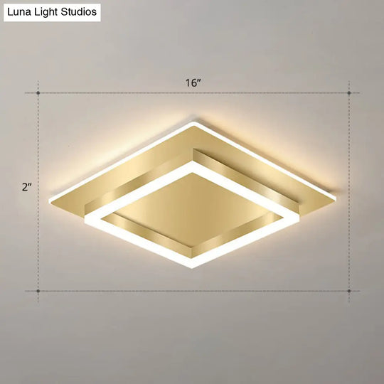 Golden Flush Mount Led Lamp: Minimalist Metal Ceiling Light For Bedroom Gold / 16 Remote Control