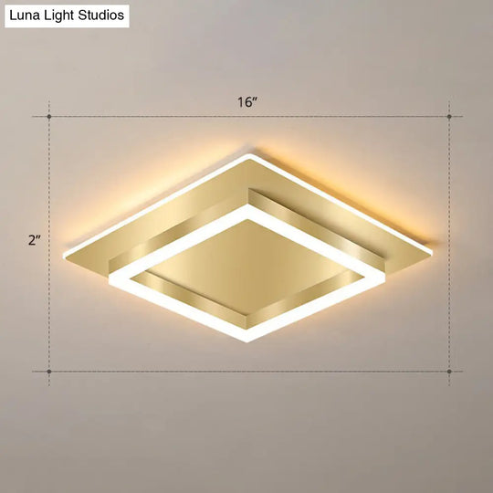 Golden Flush Mount Led Lamp: Minimalist Metal Ceiling Light For Bedroom Gold / 16 Warm