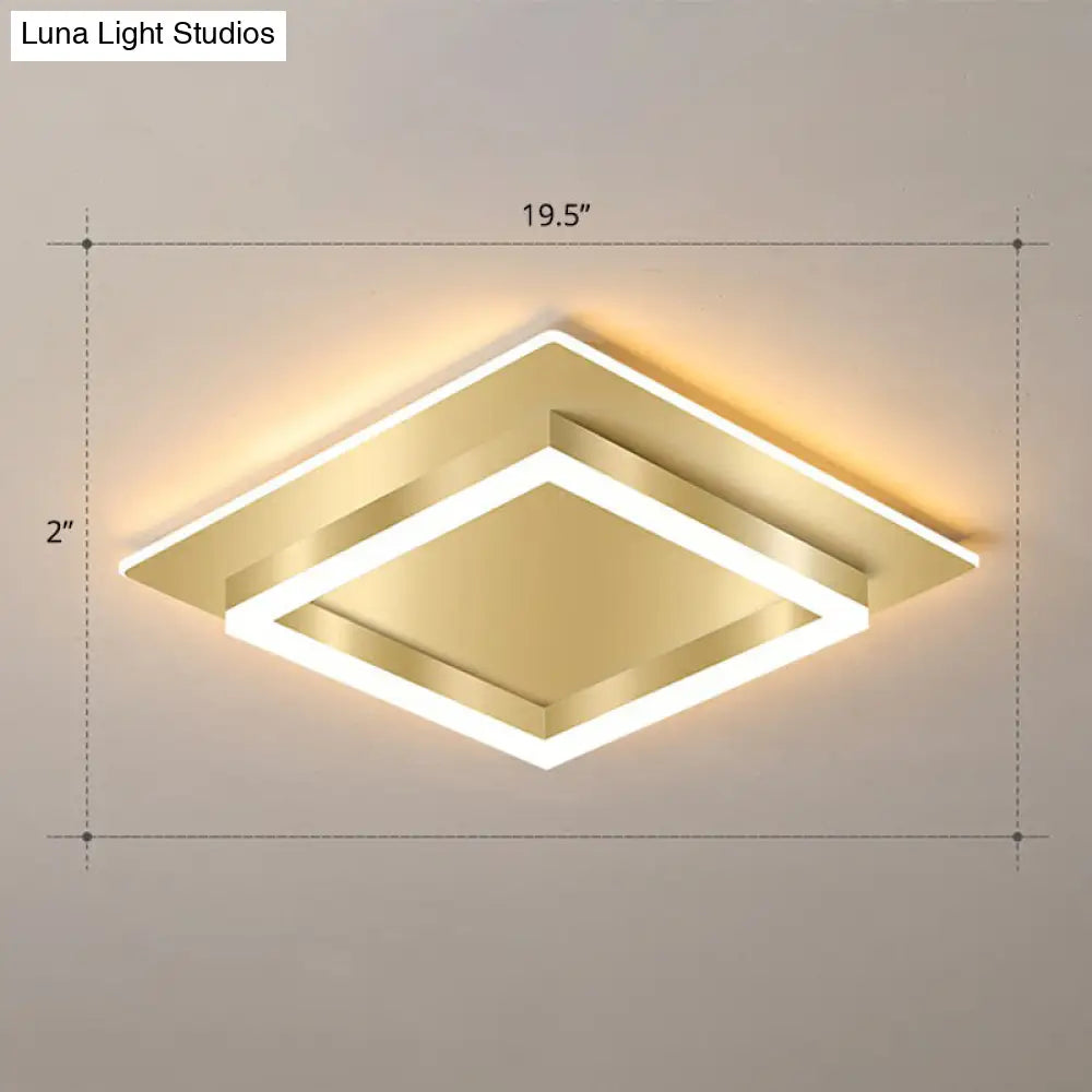 Golden Flush Mount Led Lamp: Minimalist Metal Ceiling Light For Bedroom Gold / 19.5 Warm