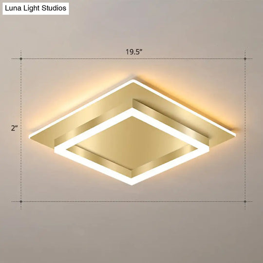 Golden Flush Mount Led Lamp: Minimalist Metal Ceiling Light For Bedroom Gold / 19.5 Warm