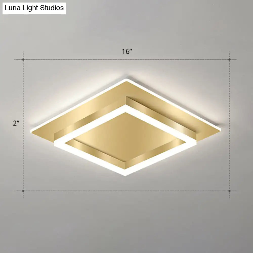 Golden Flush Mount Led Lamp: Minimalist Metal Ceiling Light For Bedroom Gold / 16 White