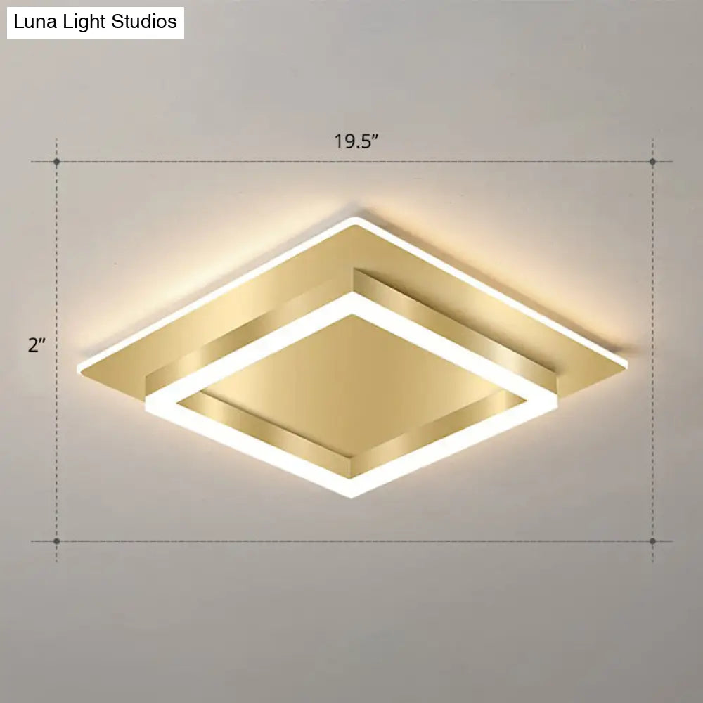 Golden Flush Mount Led Lamp: Minimalist Metal Ceiling Light For Bedroom Gold / 19.5 Remote Control