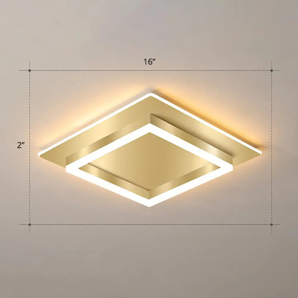 Golden Flush Mount Led Lamp: Minimalist Metal Ceiling Light For Bedroom Gold / 16’ Warm