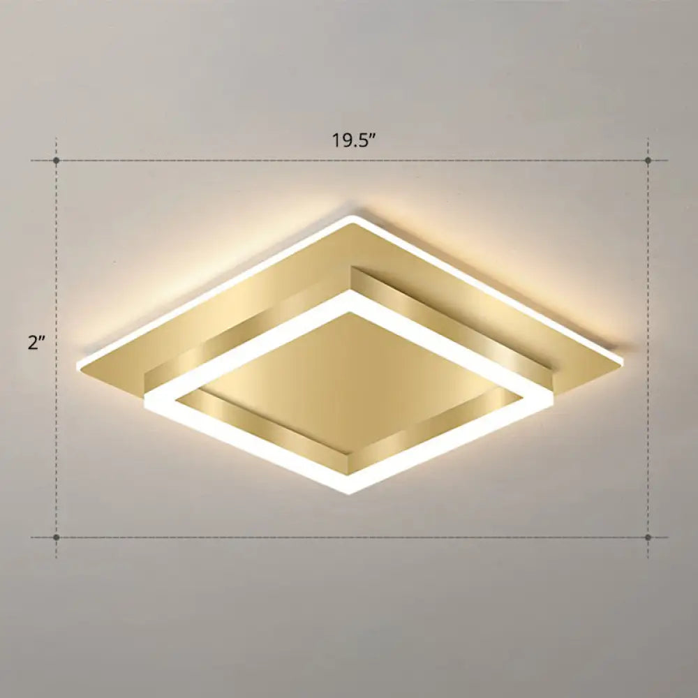 Golden Flush Mount Led Lamp: Minimalist Metal Ceiling Light For Bedroom Gold / 19.5’ Remote