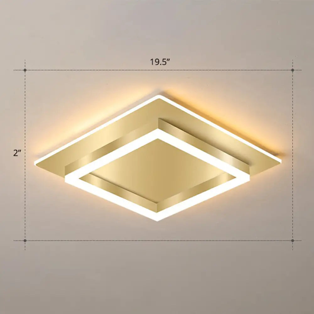 Golden Flush Mount Led Lamp: Minimalist Metal Ceiling Light For Bedroom Gold / 19.5’ Warm