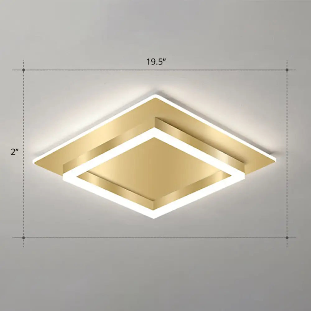 Golden Flush Mount Led Lamp: Minimalist Metal Ceiling Light For Bedroom Gold / 19.5’ White