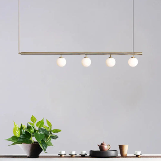 Golden Glass Shade Hanging Lamp: Post Modern Bubble Chandelier For Dining Room 4 / Brass