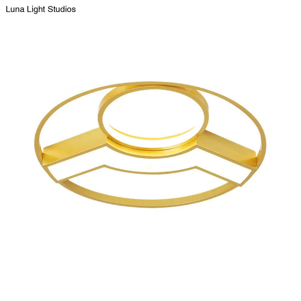 Golden Hoop Led Ceiling Light- Modern Creative Acrylic Flush Mount Warm/White Light 16.5/20.5