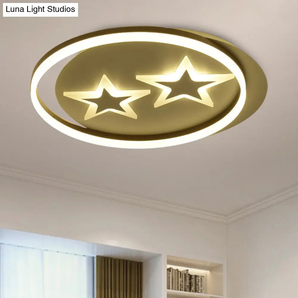 Golden Kids Led Ceiling Lamp With Star/Planet Design For Bedroom Gold / Star
