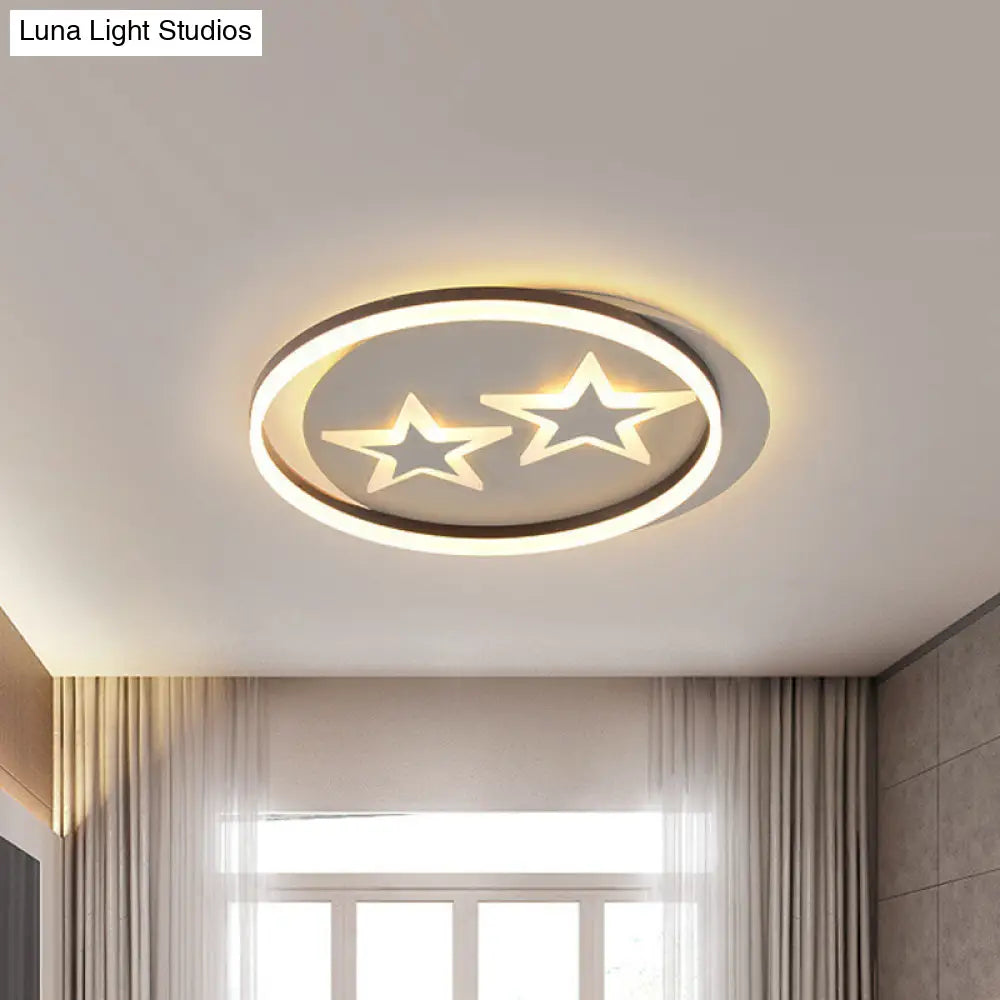 Golden Kids Led Ceiling Lamp With Star/Planet Design For Bedroom