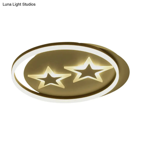 Golden Kids Led Ceiling Lamp With Star/Planet Design For Bedroom