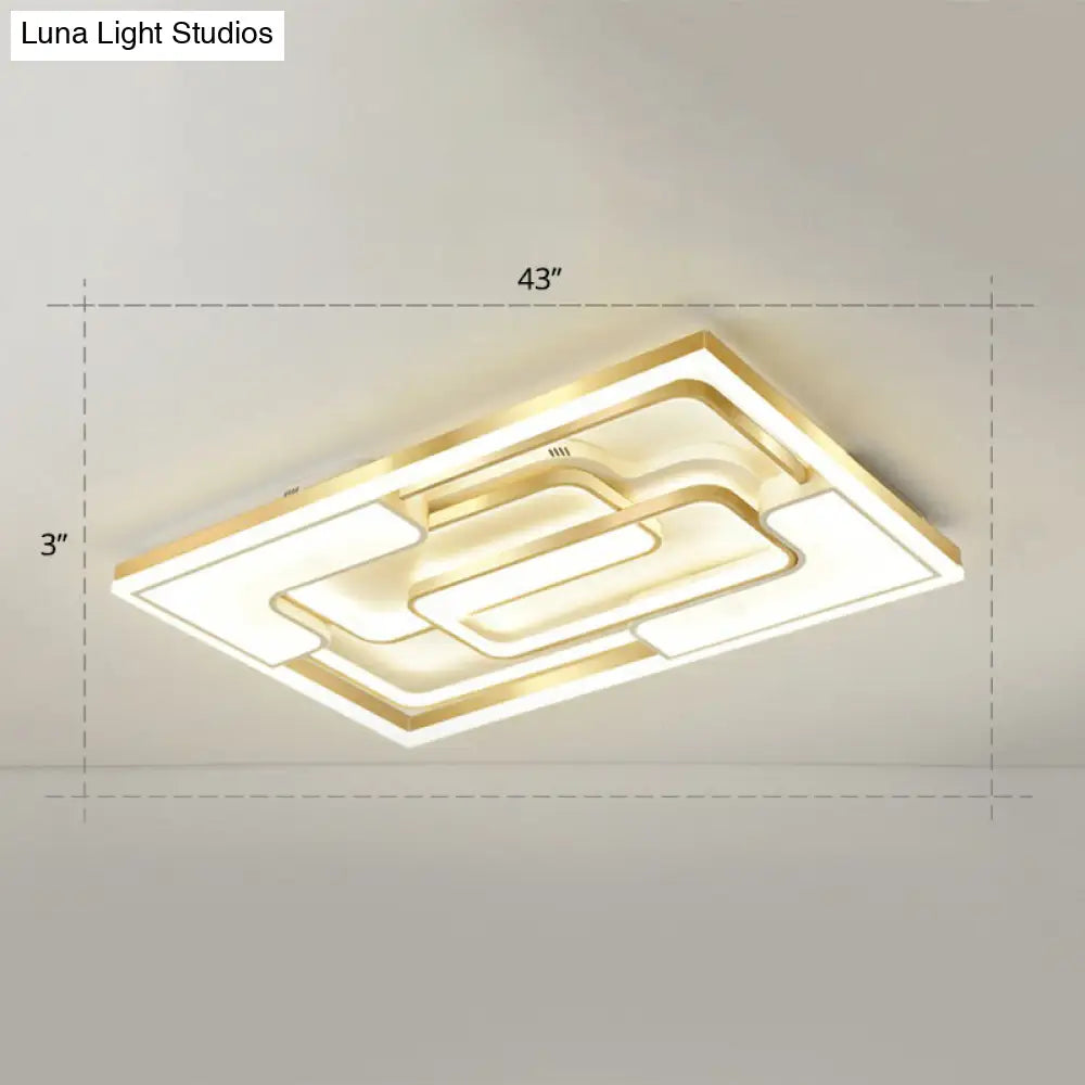 Golden Led Flush Mount Ceiling Light With Metallic Frame - Modern Lighting For Living Room Gold / 43