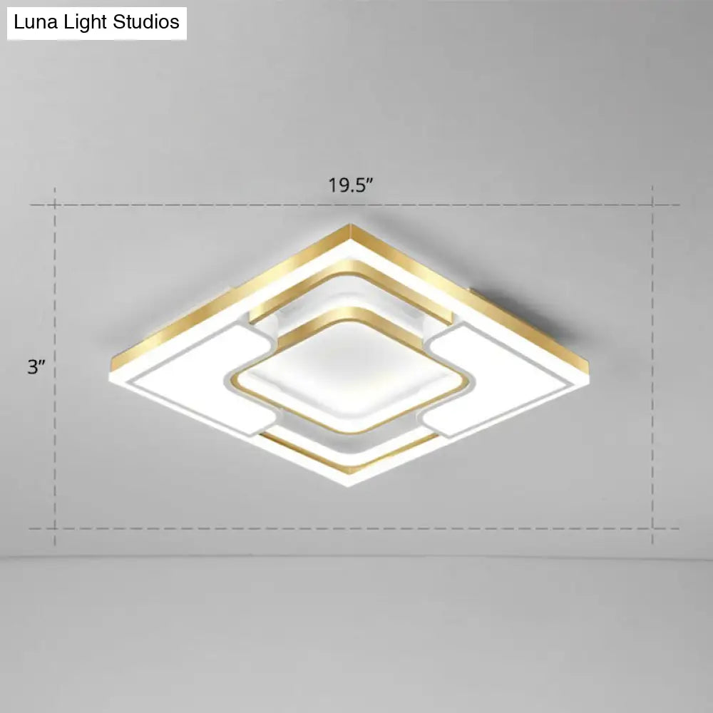 Golden Led Flush Mount Ceiling Light With Metallic Frame - Modern Lighting For Living Room Gold /