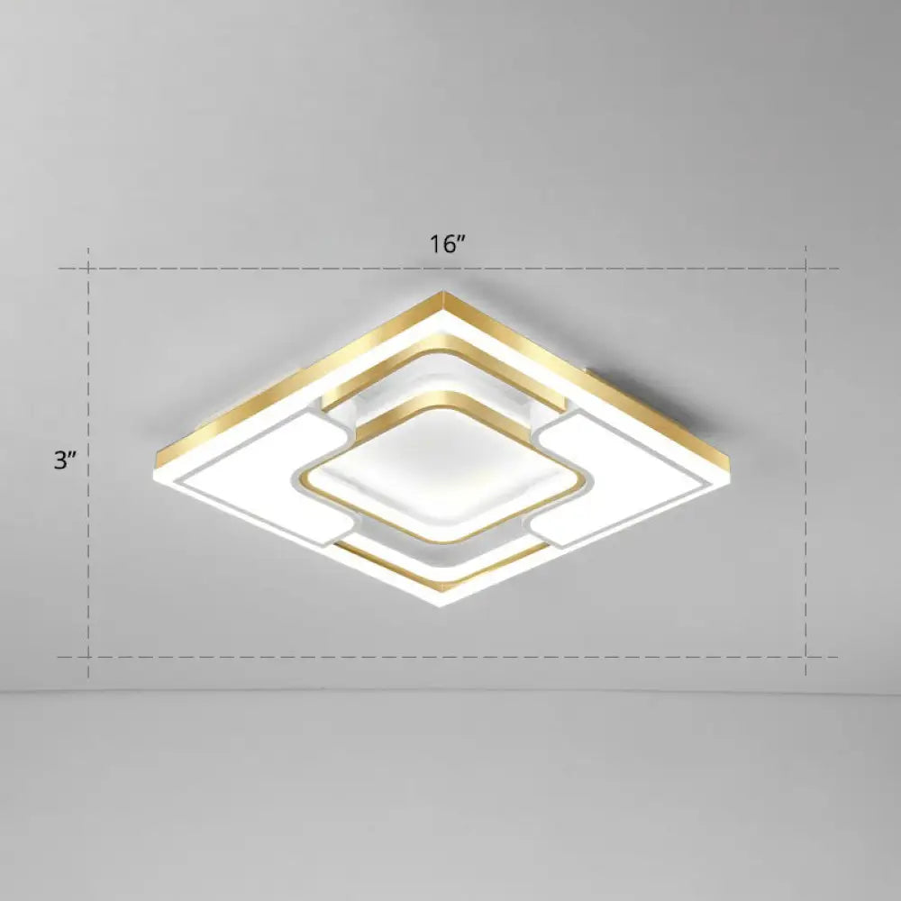 Golden Led Flush Mount Ceiling Light With Metallic Frame - Modern Lighting For Living Room Gold /