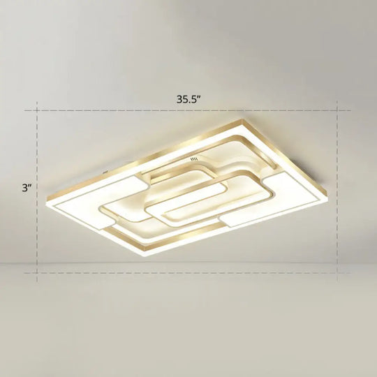 Golden Led Flush Mount Ceiling Light With Metallic Frame - Modern Lighting For Living Room Gold /