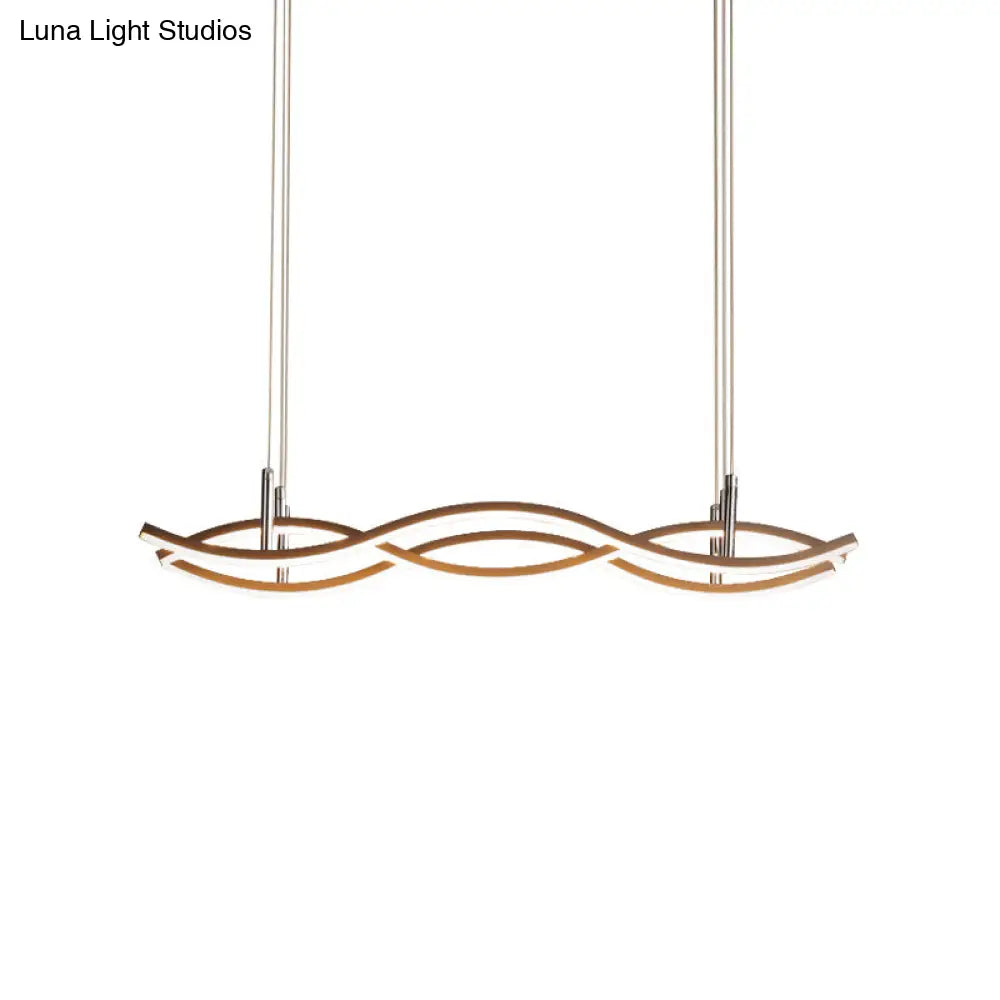 Golden Led Pendant Chandelier With Wavy Design - 22’/27’/41’ Wide Acrylic White/Warm Light