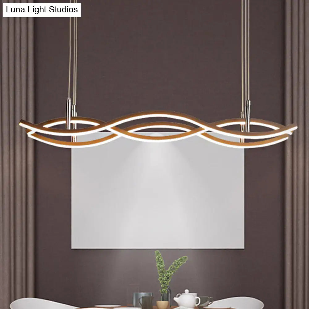 Simple Acrylic Golden Led Pendant Chandelier - 22/27/41 Wide Wavy Design In White/Warm Light Gold /