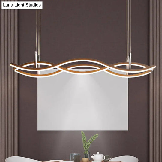 Simple Acrylic Golden Led Pendant Chandelier - 22/27/41 Wide Wavy Design In White/Warm Light Gold /