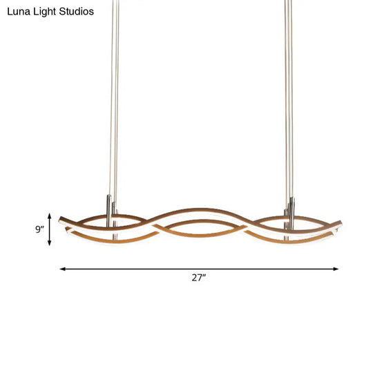 Golden Led Pendant Chandelier With Wavy Design - 22’/27’/41’ Wide Acrylic White/Warm Light