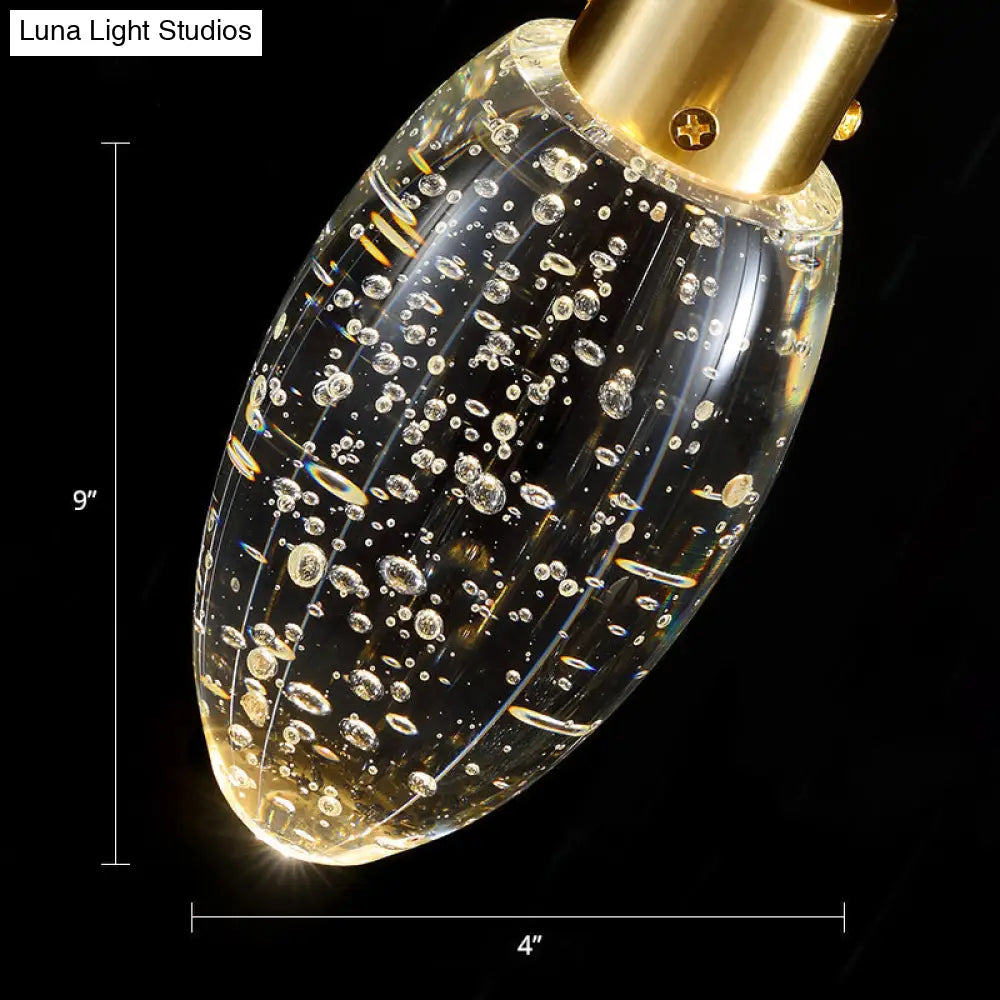 Golden Led Pendant Light With Seedy Crystal Fruit Design - Ideal For Bedroom