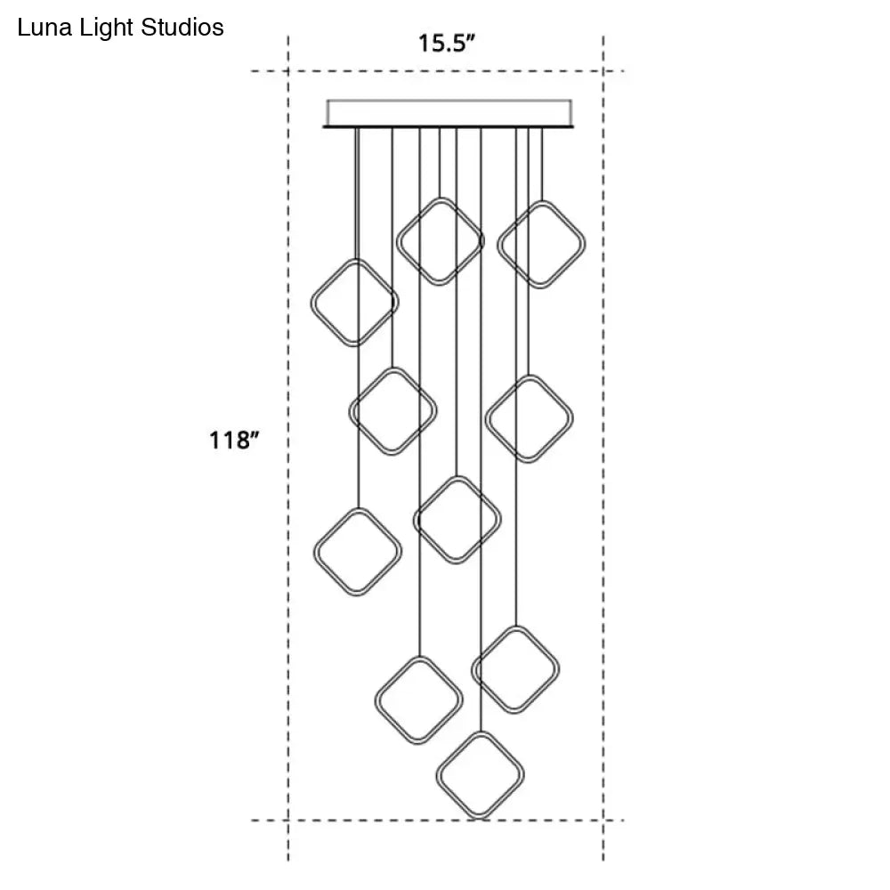 Golden Metallic Halo Pendant Light - Minimalistic Led Suspension For Stairway