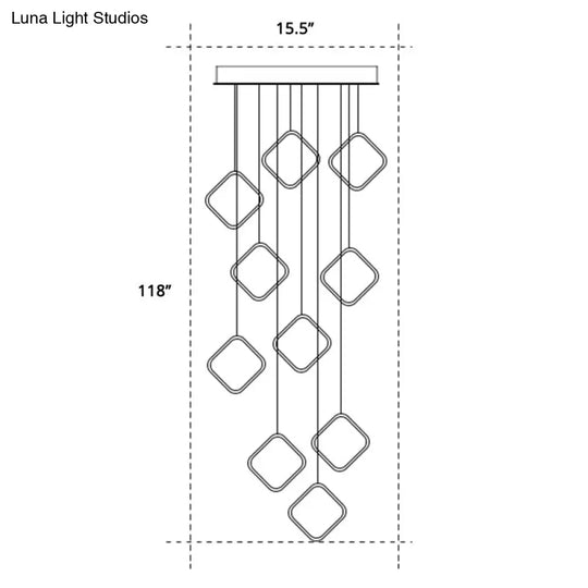 Golden Metallic Halo Pendant Light - Minimalistic Led Suspension For Stairway