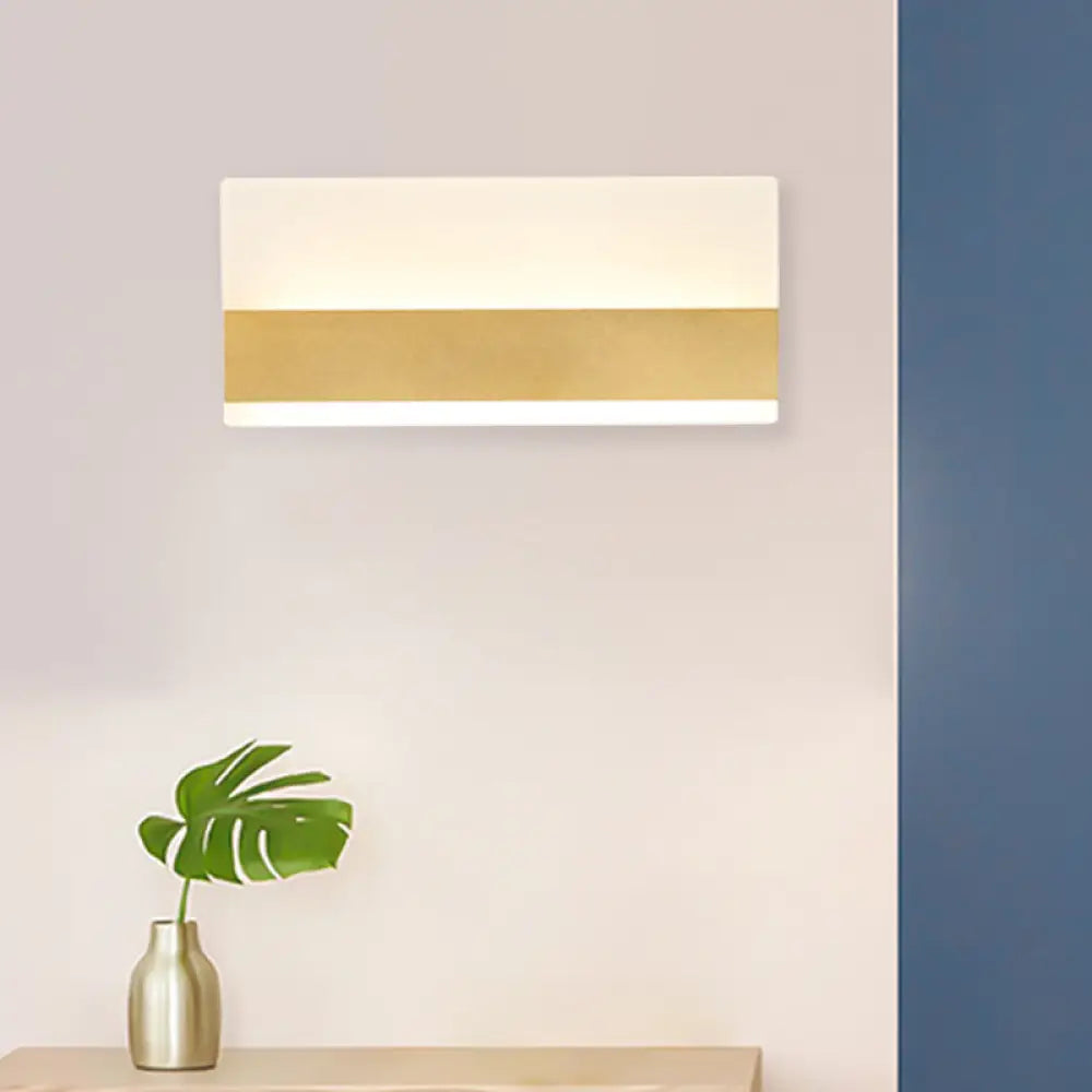 Golden Led Wall Sconce: Simplicity Cuboid Design Acrylic White/Warm Light Gold / Warm