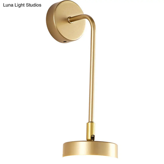 Golden Metal Led Sconce: Stylish Round Wall Mounted Lamp For Bedrooms