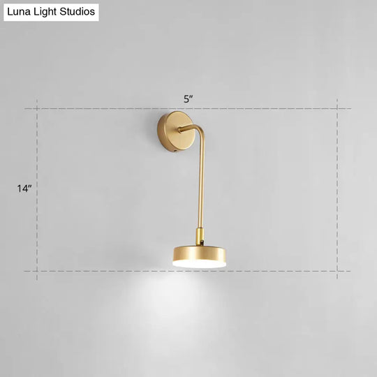 Golden Metal Led Sconce: Stylish Round Wall Mounted Lamp For Bedrooms