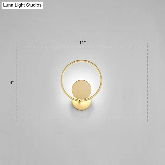 Golden Metal Led Sconce: Stylish Round Wall Mounted Lamp For Bedrooms