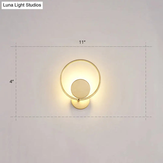 Golden Metal Led Sconce: Stylish Round Wall Mounted Lamp For Bedrooms