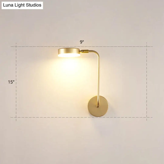 Golden Metal Led Sconce: Stylish Round Wall Mounted Lamp For Bedrooms