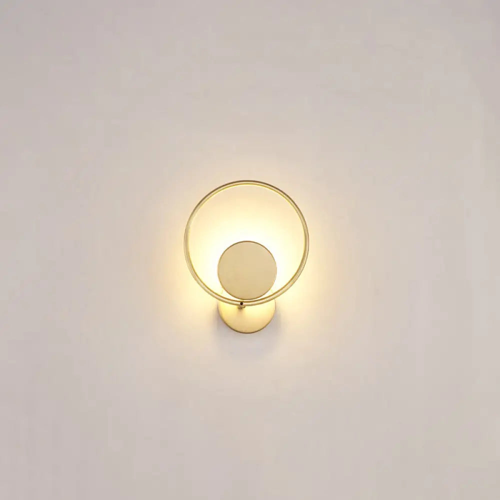 Golden Metal Led Sconce: Stylish Round Wall Mounted Lamp For Bedrooms Gold / Third Gear