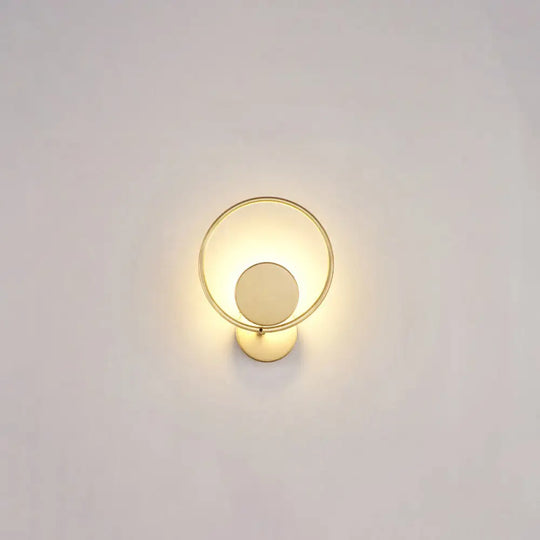 Golden Metal Led Sconce: Stylish Round Wall Mounted Lamp For Bedrooms Gold / Warm