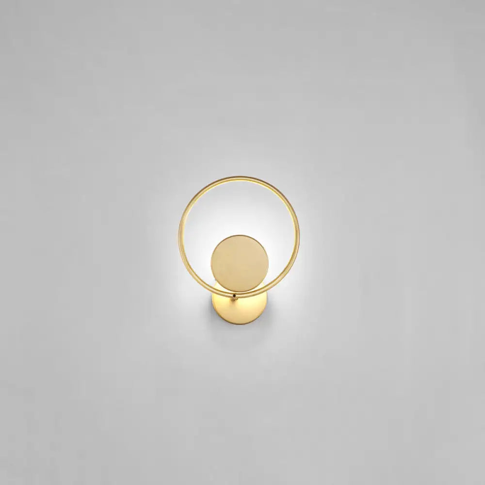 Golden Metal Led Sconce: Stylish Round Wall Mounted Lamp For Bedrooms Gold / White