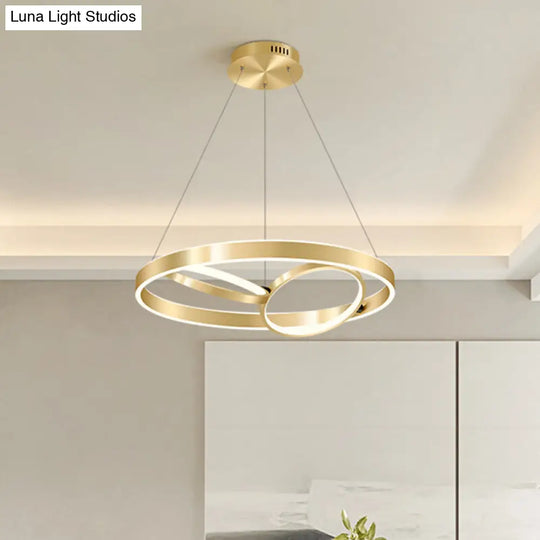 Modern Gold 3-Ring Led Chandelier Light For Dining Room Ceiling - Simplicity Design With Warm/White