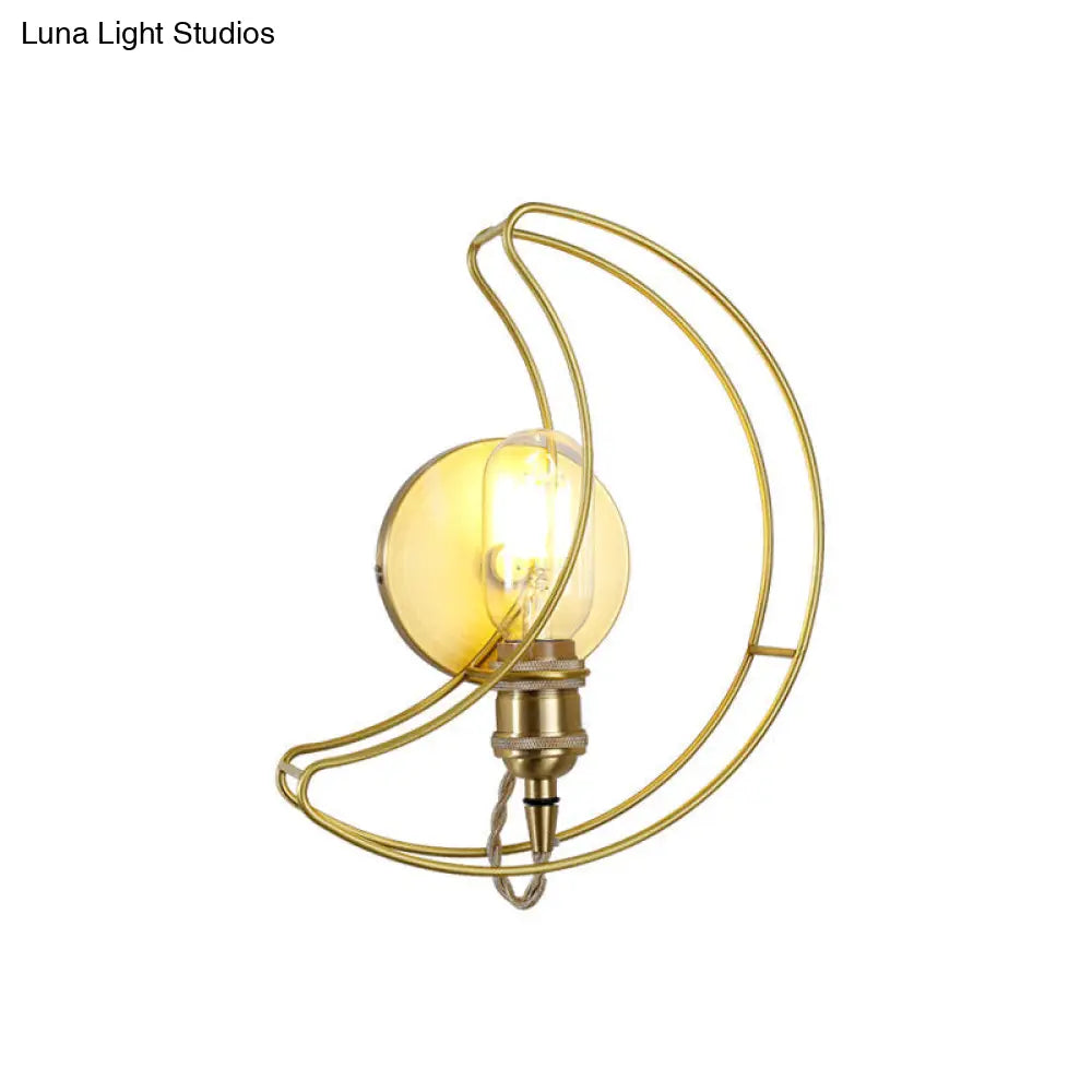 Golden Metallic Wire Frame Wall Sconce For Baby Room Or Bathroom