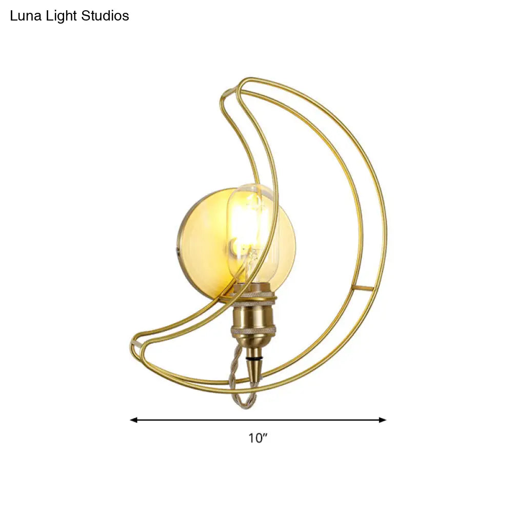 Golden Metallic Wire Frame Wall Sconce For Baby Room Or Bathroom