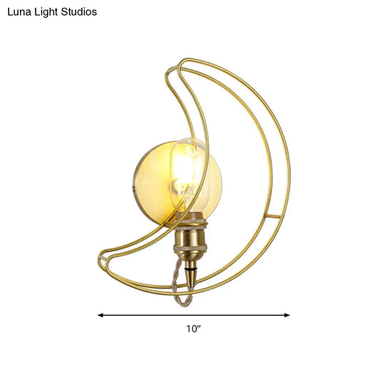 Golden Metallic Wire Frame Wall Sconce For Baby Room Or Bathroom