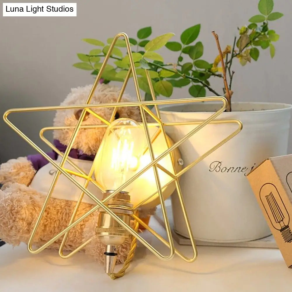 Golden Metallic Wire Frame Wall Sconce For Baby Room Or Bathroom