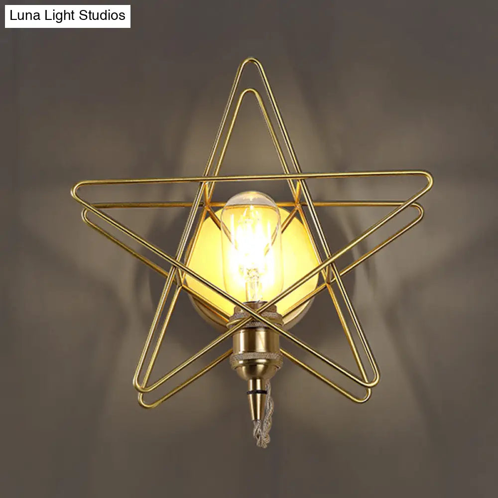 Golden Metallic Wire Frame Wall Sconce For Baby Room Or Bathroom