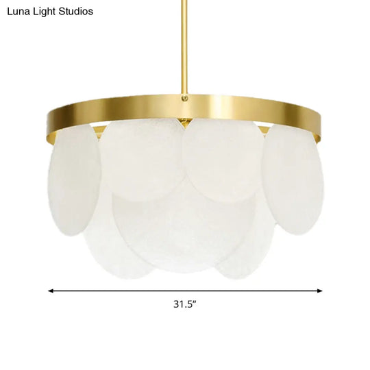 Golden Round Ceiling Pendant Chandelier - Wide 18/23.5/31.5 Modern Style With 4 Frosted Glass Lights