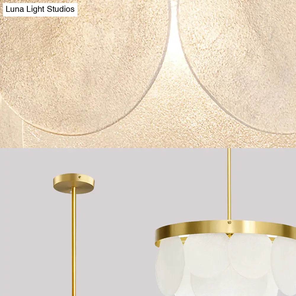 Golden Round Ceiling Pendant Chandelier - Wide 18/23.5/31.5 Modern Style With 4 Frosted Glass Lights