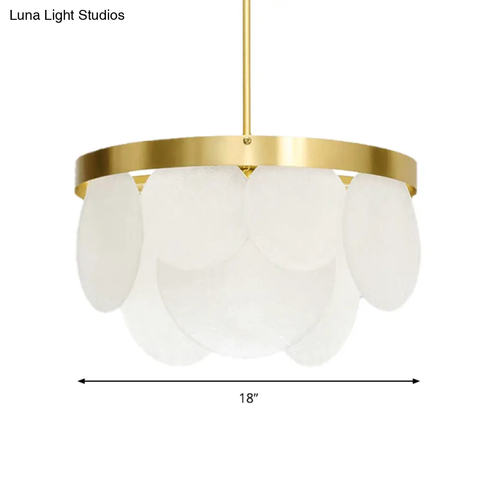 Golden Round Ceiling Pendant Chandelier - Wide 18/23.5/31.5 Modern Style With 4 Frosted Glass Lights