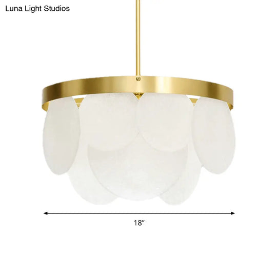 Golden Round Ceiling Pendant Chandelier - Wide 18/23.5/31.5 Modern Style With 4 Frosted Glass Lights