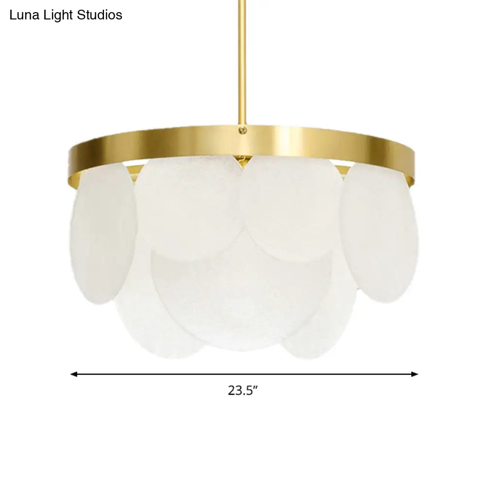 Golden Round Ceiling Pendant Chandelier - Wide 18/23.5/31.5 Modern Style With 4 Frosted Glass Lights