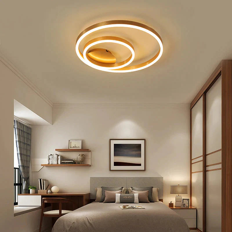 Golden Round Iron Led Ceiling Lights For Living Room Bedroom Indoor Home Lustre Lighting Fixtures Dimmable Lamps
