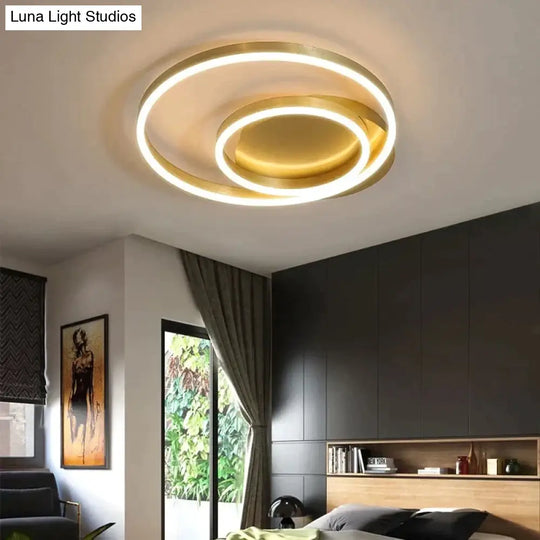 Golden Round Iron Led Ceiling Lights For Living Room Bedroom Indoor Home Lustre Lighting Fixtures