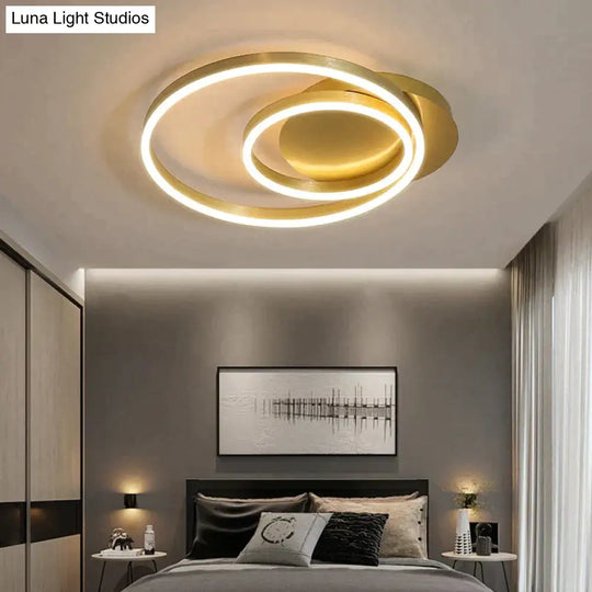 Golden Round Iron Led Ceiling Lights For Living Room Bedroom Indoor Home Lustre Lighting Fixtures