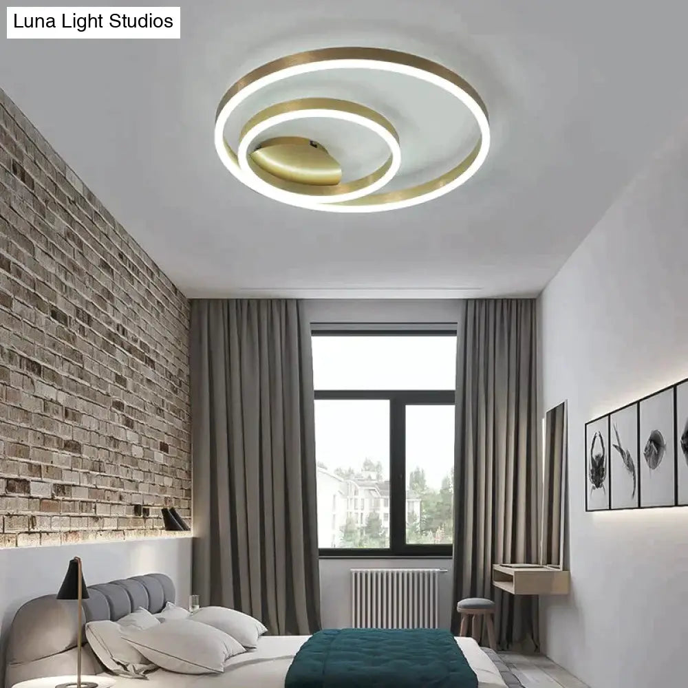 Golden Round Iron Led Ceiling Lights For Living Room Bedroom Indoor Home Lustre Lighting Fixtures